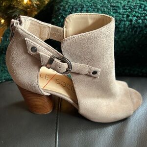 Sole Society Taupe Suede Heeled Ankle Boots